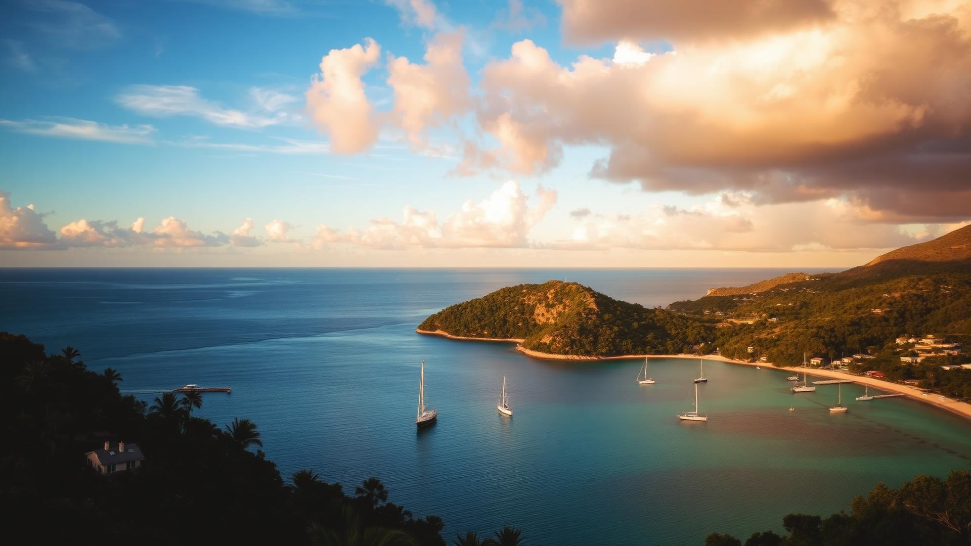 Littoral de Saint-Barthélemy au coucher du soleil